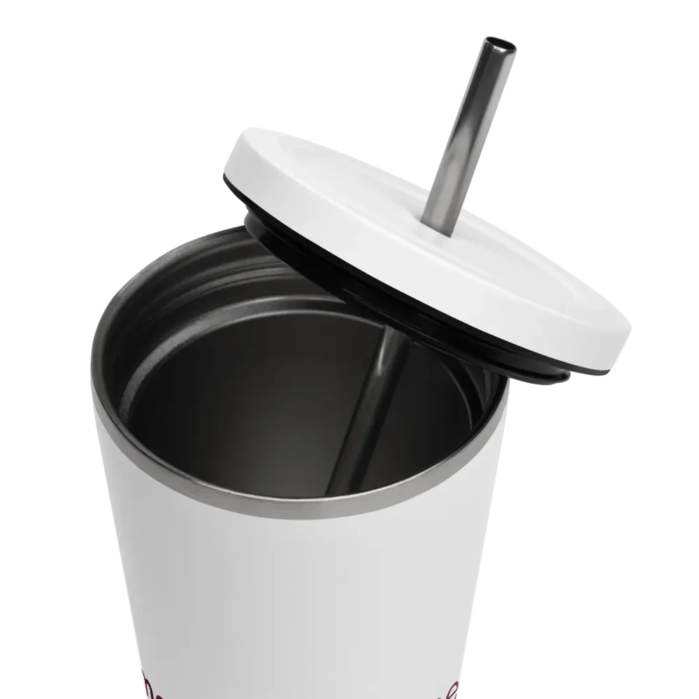 Insulated Tumbler Collection with Straw in Maroon Logotype product image (4)