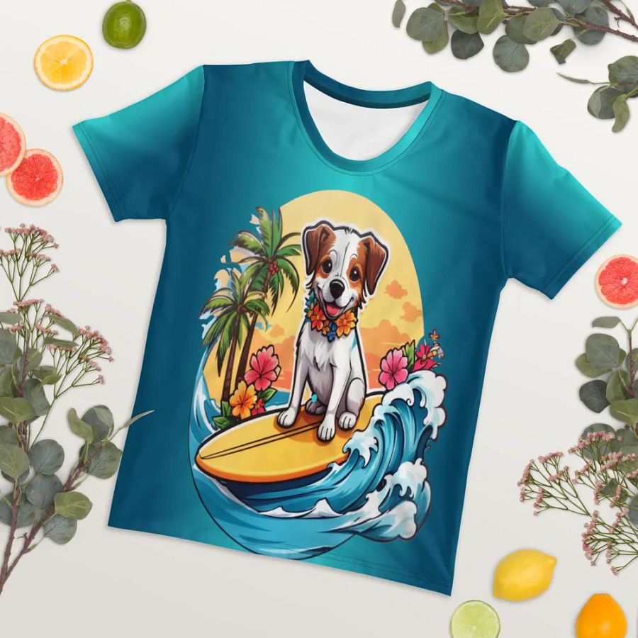 Dog Surfing All Over Print T-shirt product image (7)