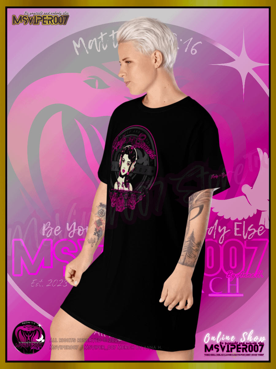 T-Shirt Dress - MsViper007's "Lady Gamers Are Awesome™ | [V3] (blk/solid)" T-Shirt Dress product image (9)