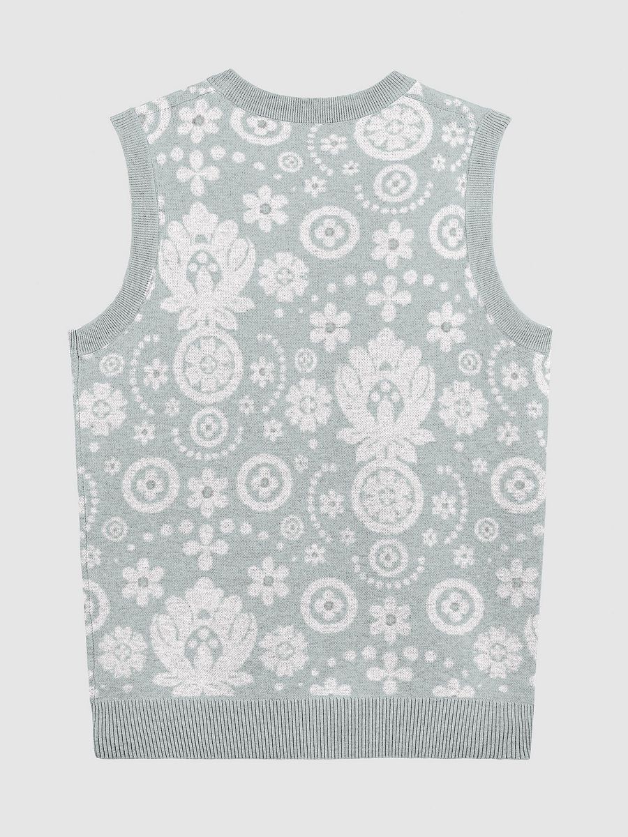 Sage Green Floral Lace Print Knitted Vest product image (2)
