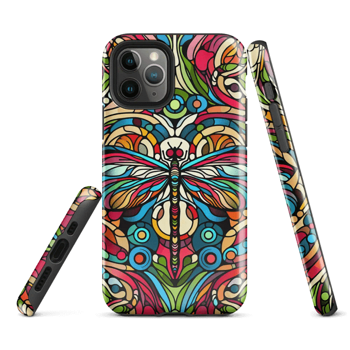 Tough Phone Case for iPhone® - Colorful Psychedelic Stained Glass Butterfly product image (1)