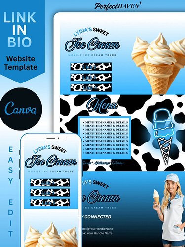 Ice Cream Truck Website Theme 💙🖤