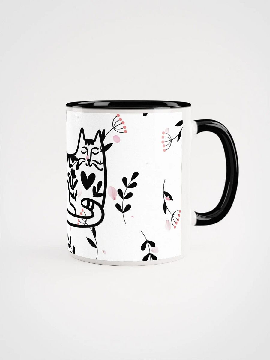 Whimsical Folk Art Cat Love Ceramic Mug|Housewarming Birthday Gifts Cute Mug product image (2)