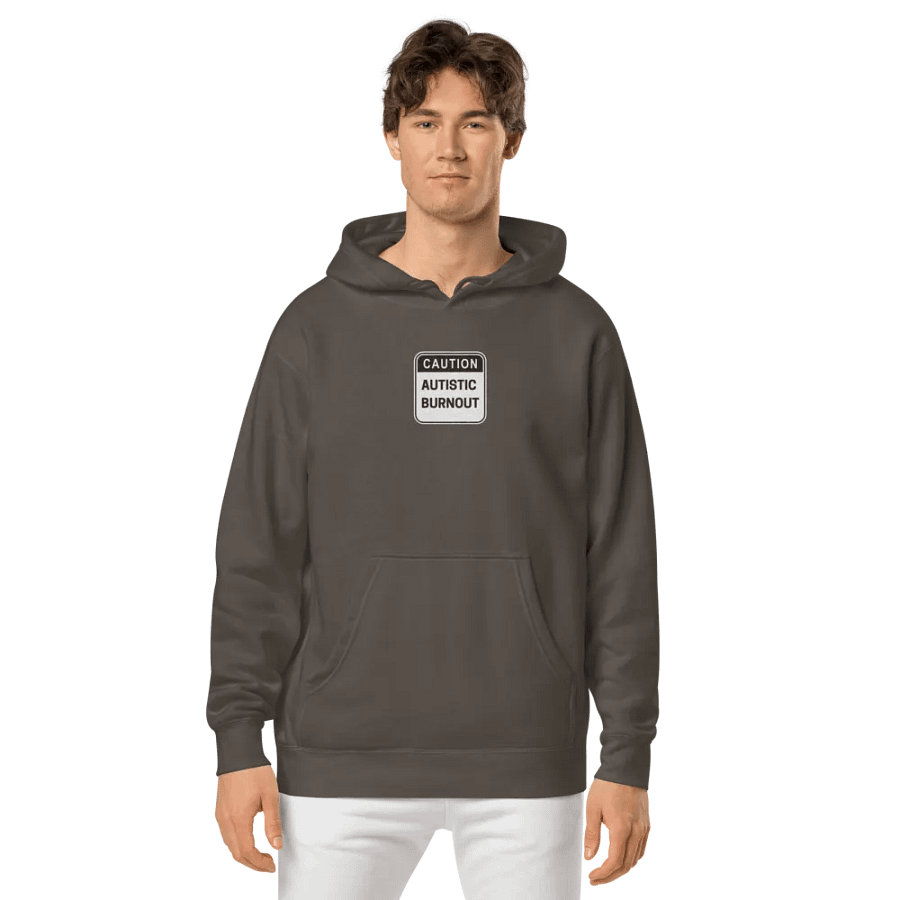 CAUTION: ASD BURNOUT embroidered pigment hoodie (B&W design) product image (3)