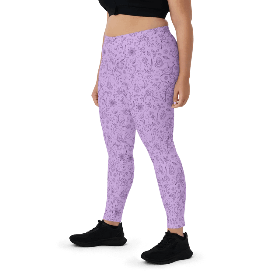 Light Purple Lilac Floral Women's Leggings product image (9)