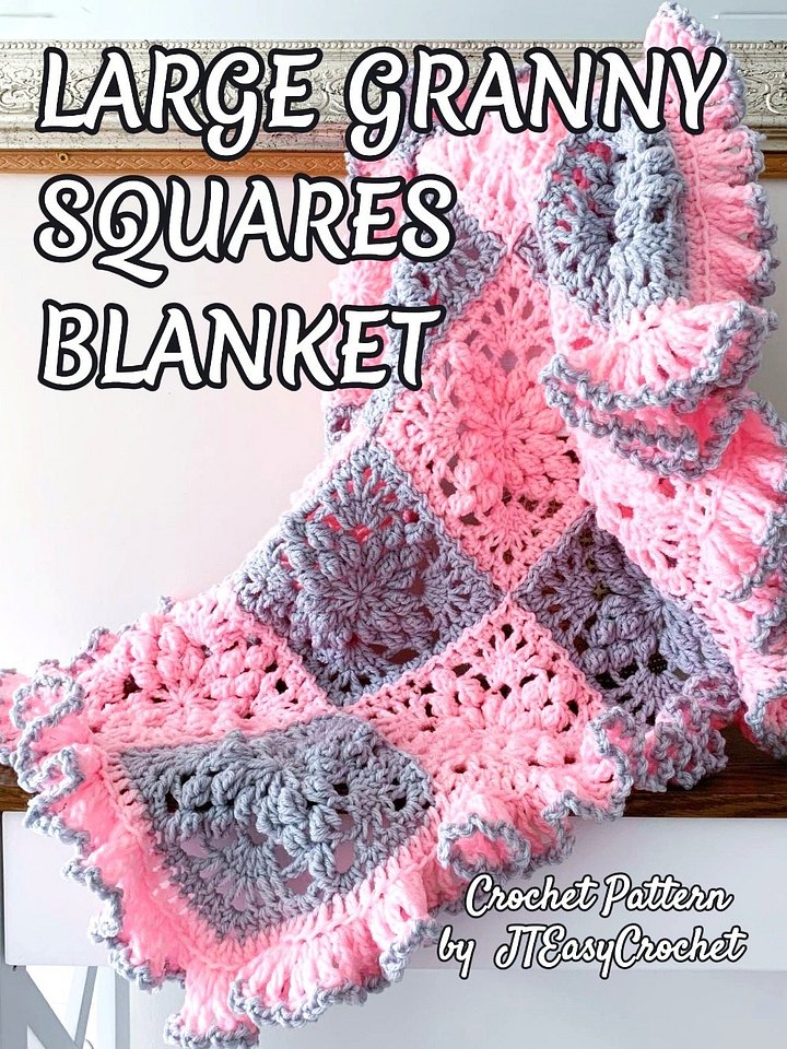 Large Granny Square Baby Blanket CROCHET PATTERN, 3D Textured Throw Blanket Vintage Style product image (1)