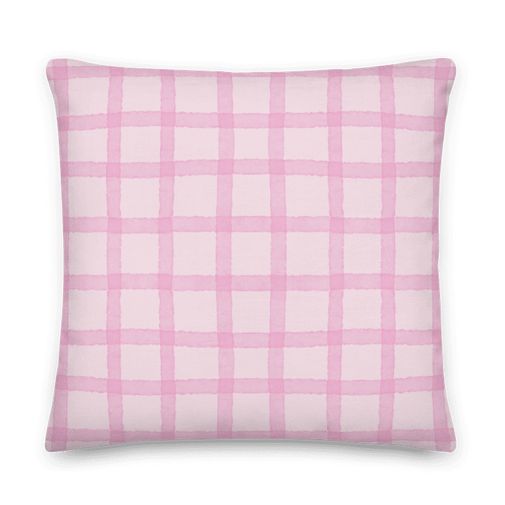 SOFT PINK GINGHAM WATERCOLOR COTTAGE PILLOW product image (1)
