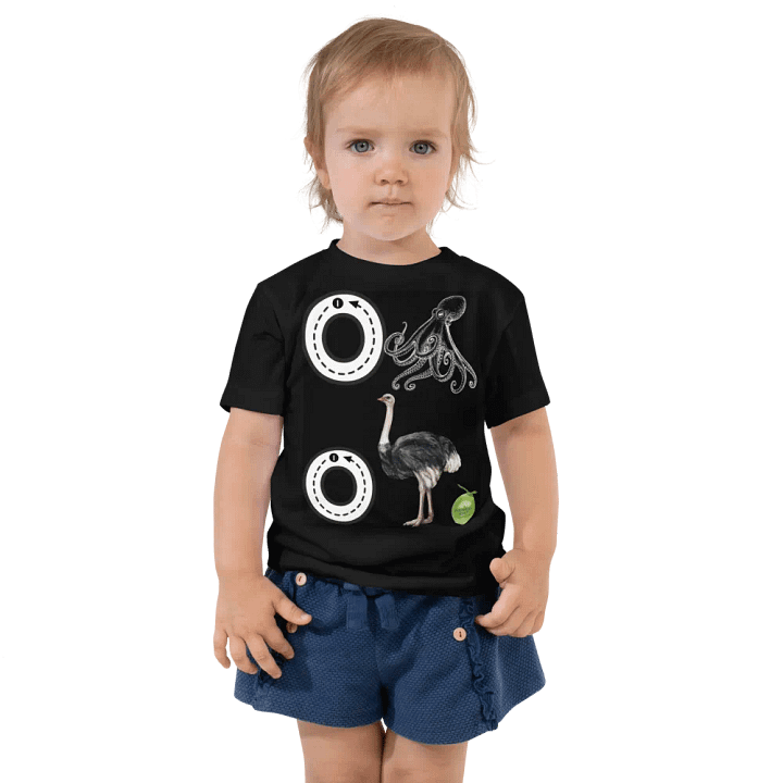 JoBeths' Toddler's Black Tee👚 Alphabet Write Oo 📝 A-Z product image (1)