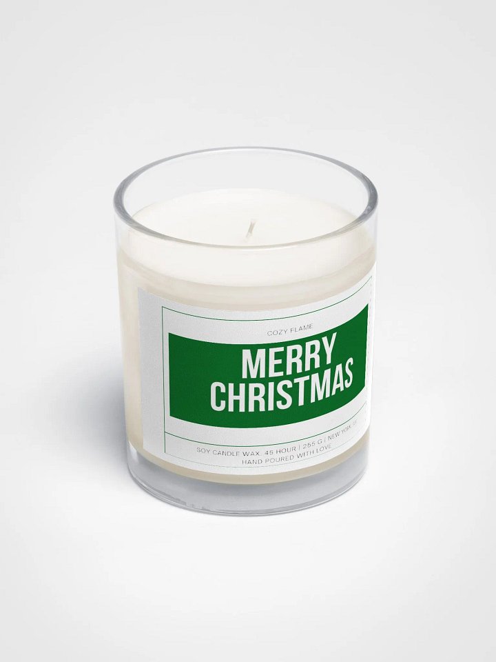 Festive Merry Christmas Soy Wax Candle Green Color product image (2)