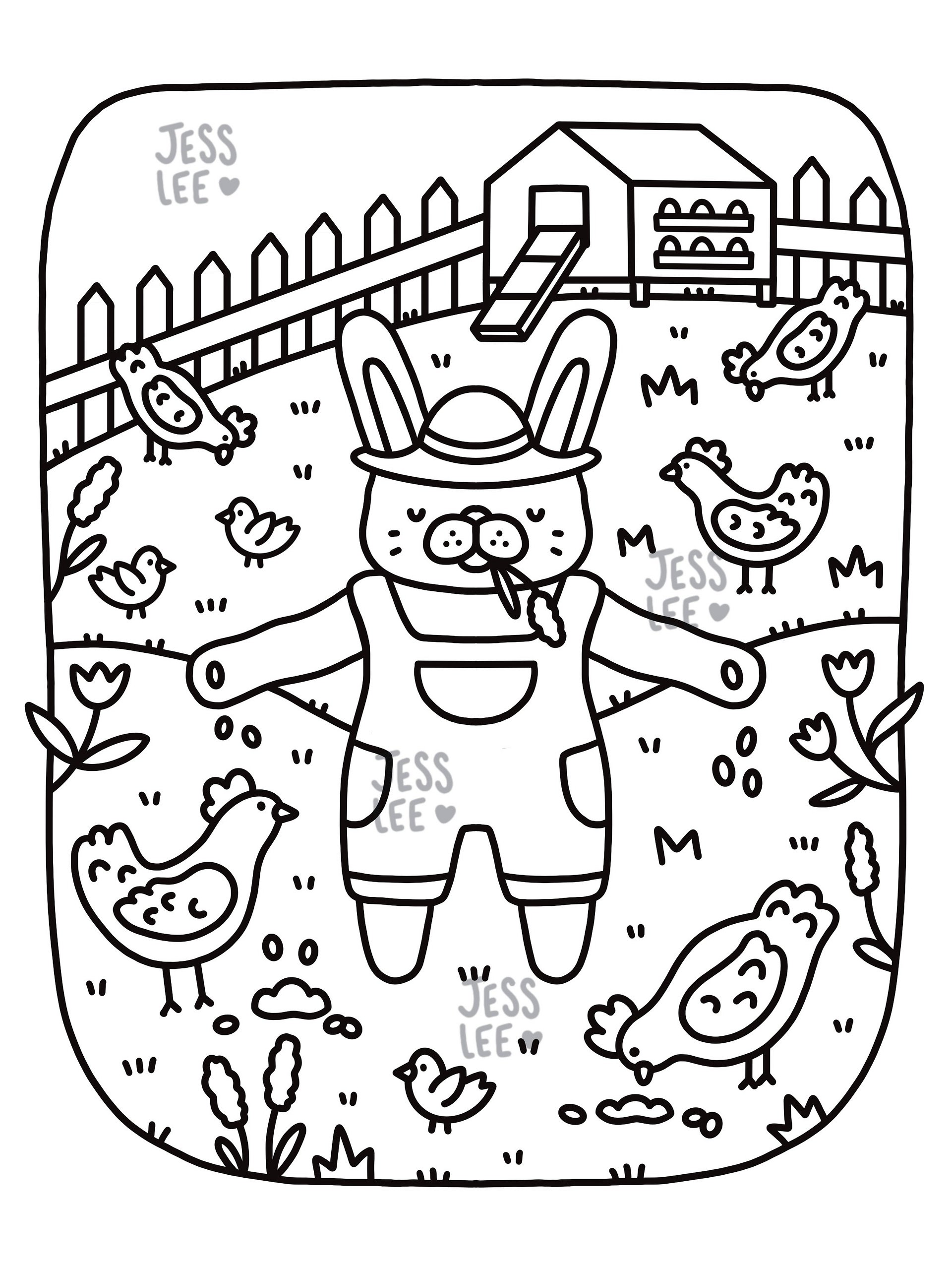 Farmer Bunny Coloring Page Bundle (2) - Digital Download product image (2)