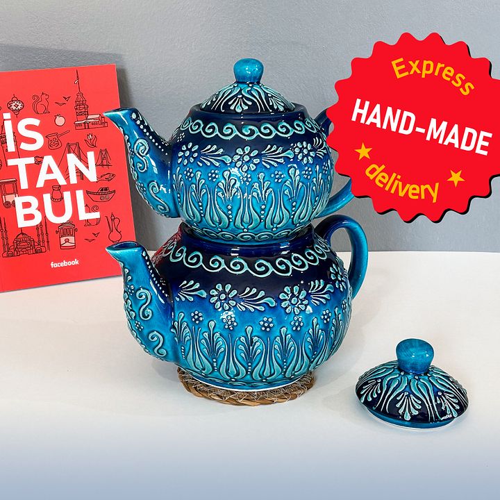 Ceramic turquoise teapot — handmade pottery, handmade ceramic product image (1)