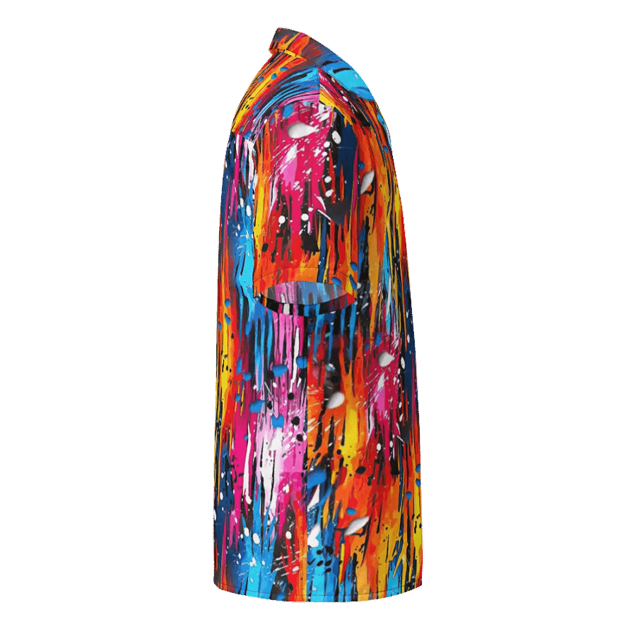 Custom Unisex Button Down Short Sleeve Shirt _ CoachShawStudio's Streetwear Collection_ Abstract Graffiti Art Mountain Blizzard _ Vibrant Colored Designer Shirt product image (10)
