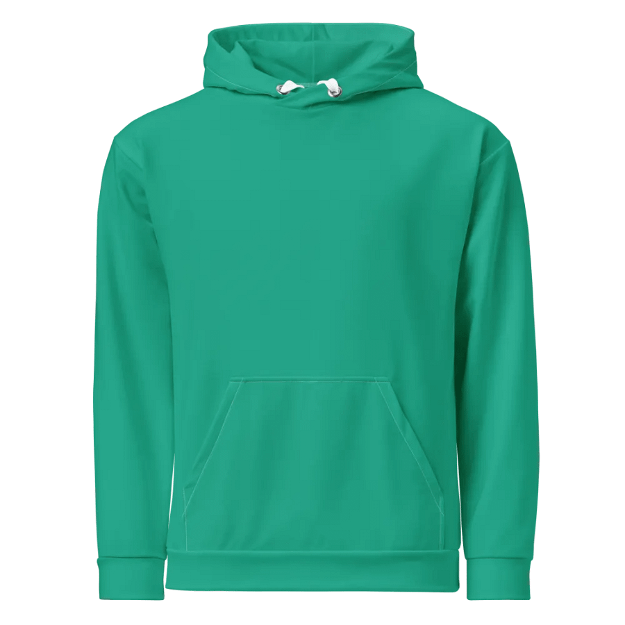 Plain Medium Sea Green Light Summer Unisex Recycled Polyester Heavyweight Premium Hoodie by Treasure Pie product image (8)
