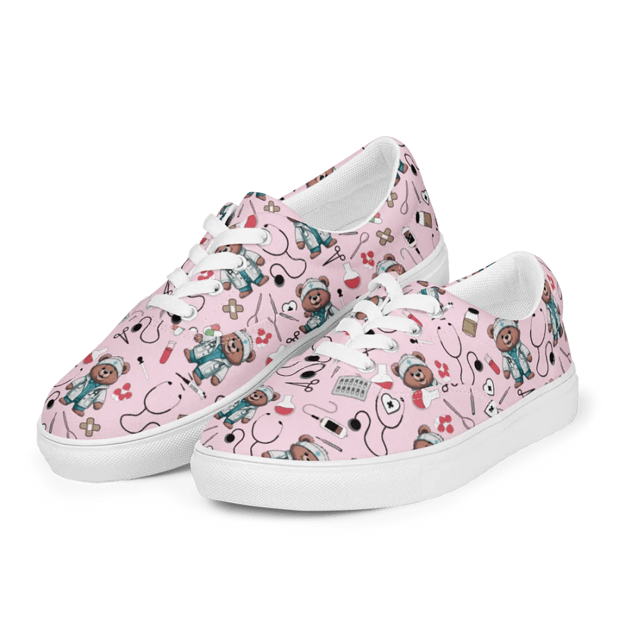Cute Medical Bears Lace-up Canvas Shoes (Pink) product image (1)