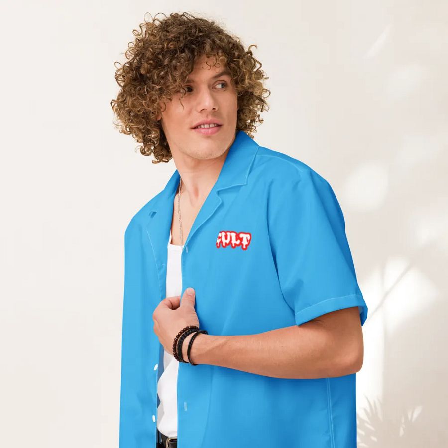 OCEAN BLUE RED CULT BUTTON UP product image (7)