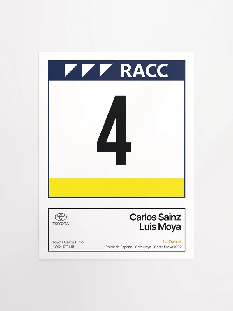A3 Poster / Carlos Sainz / 1992 Rallye de España - Catalunya - Costa Brava Number 4