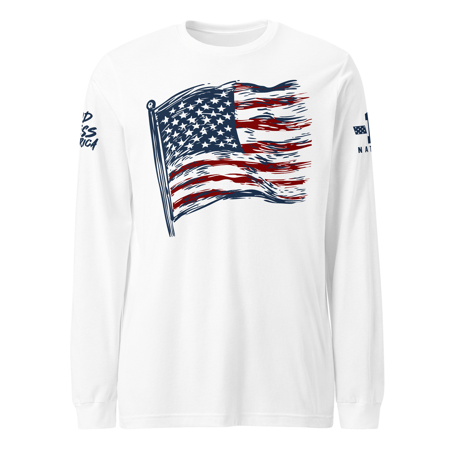 God Bless America Wavy Flag Long Sleeve product image (1)