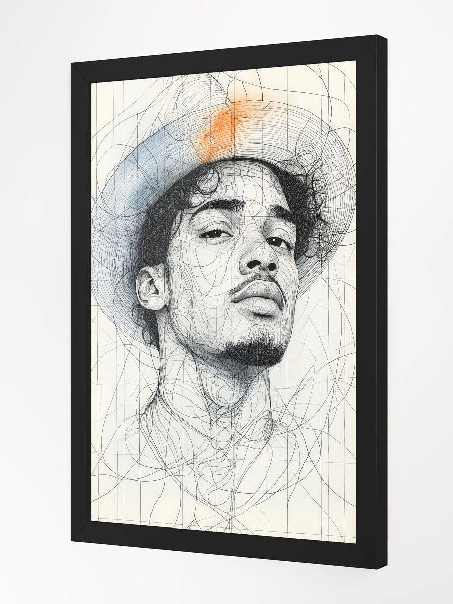Confident Gaze: Minimalist Portrait of a Young Man in a Hat product image (2)