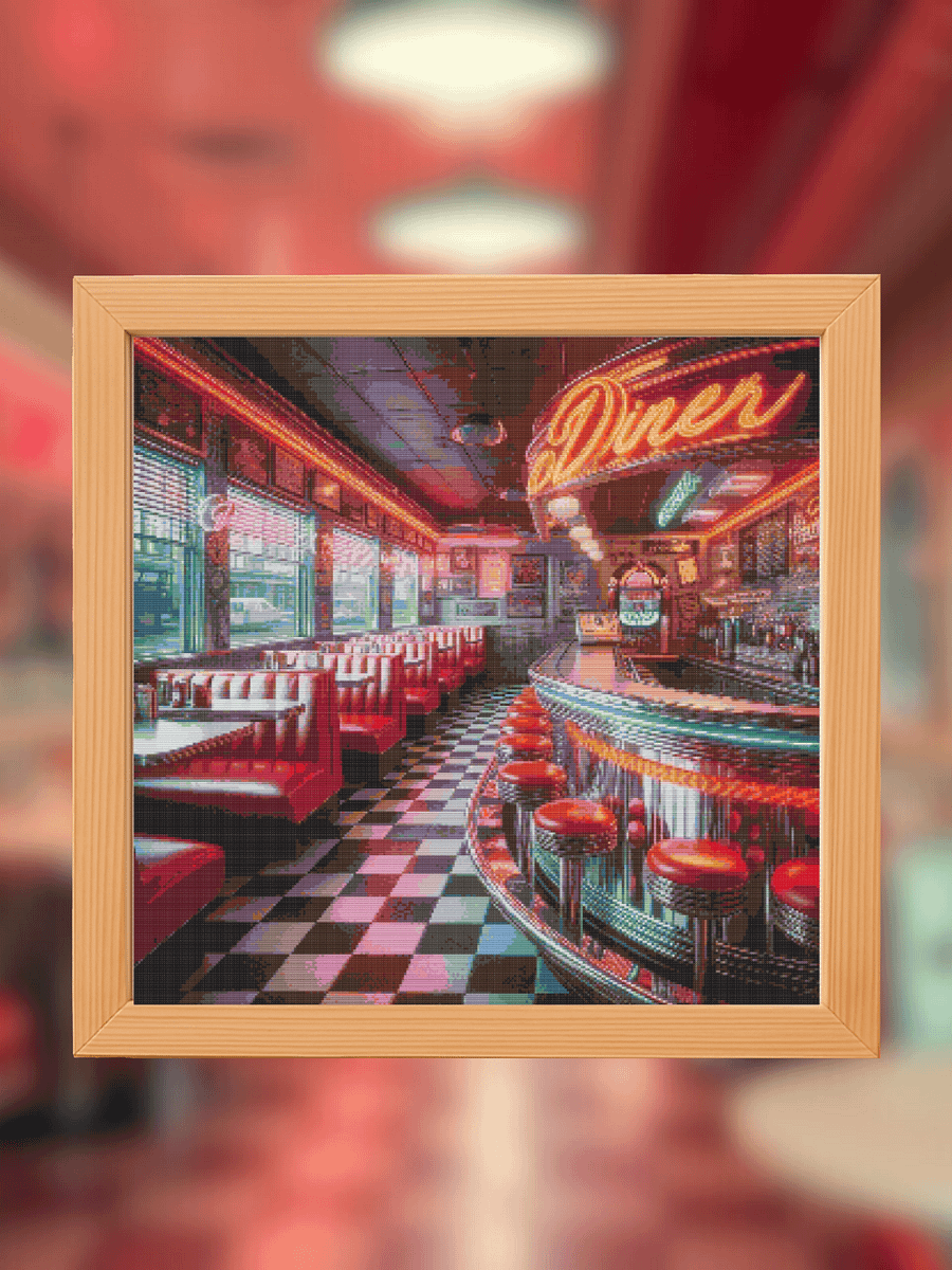 Retro Diner Cross Stitch Pattern product image (1)