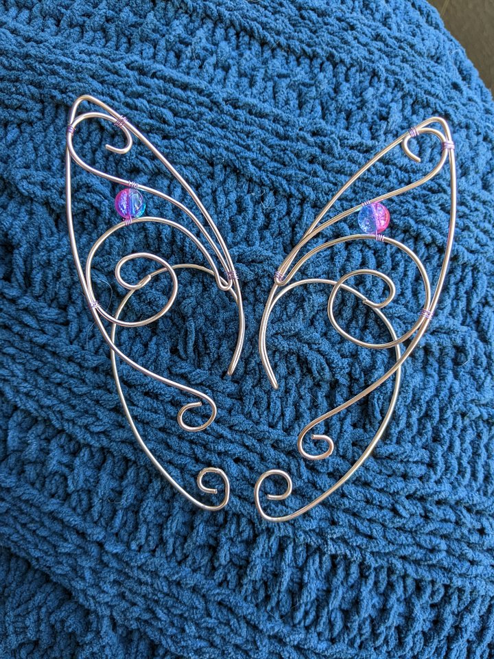 Wire Elf Ears - Long Rose Gold with Details and Beads product image (1)