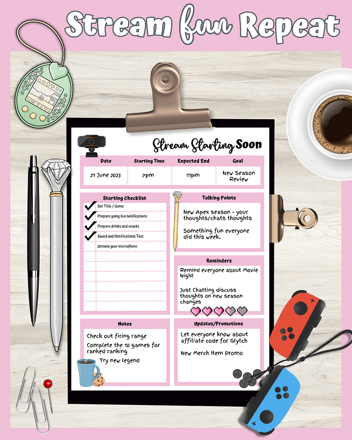 My Daily Stream Planner - Pink Edition | Cute & Functional Digital Download for Streamers product image (2)
