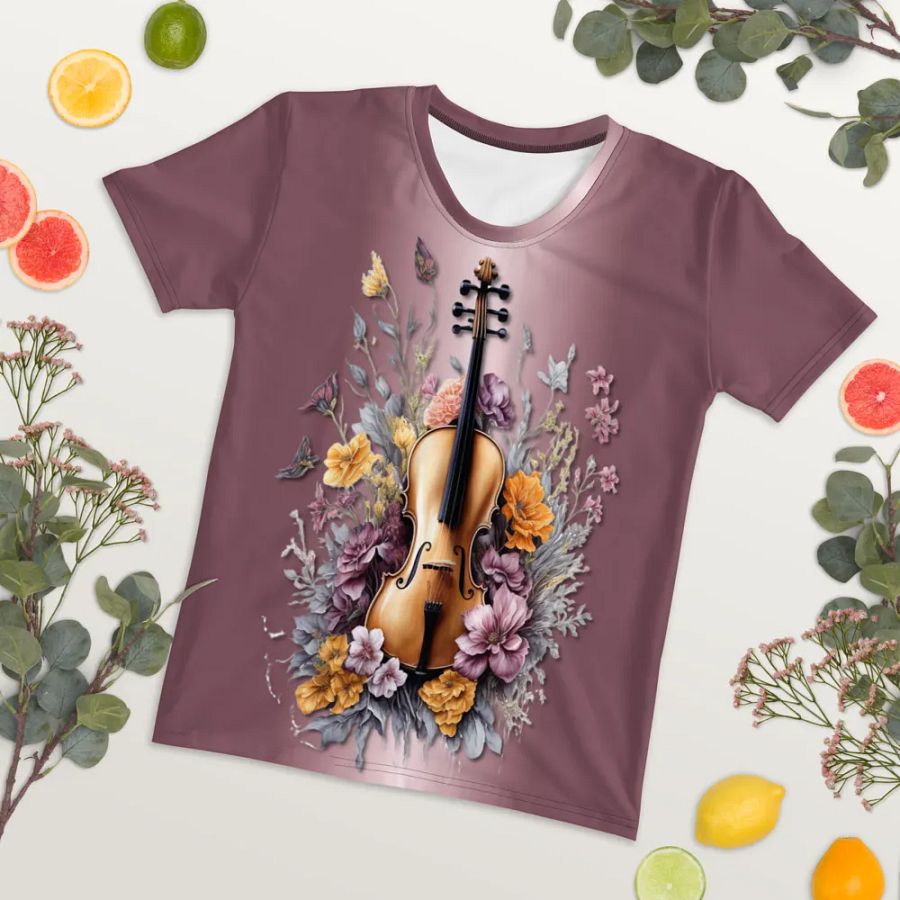 Floral Violin All Over Print T-shirt product image (7)