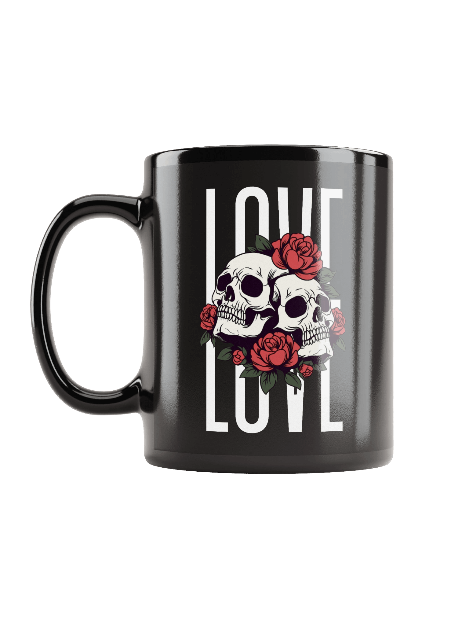 Roses & Skulls Black Coffee Mug product image (2)