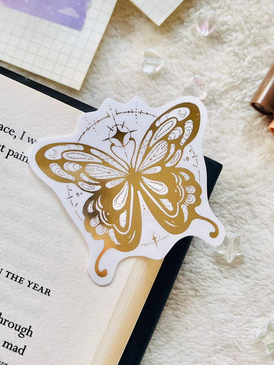 Celestial Moth Clear Gold Foil Sticker product image (6)