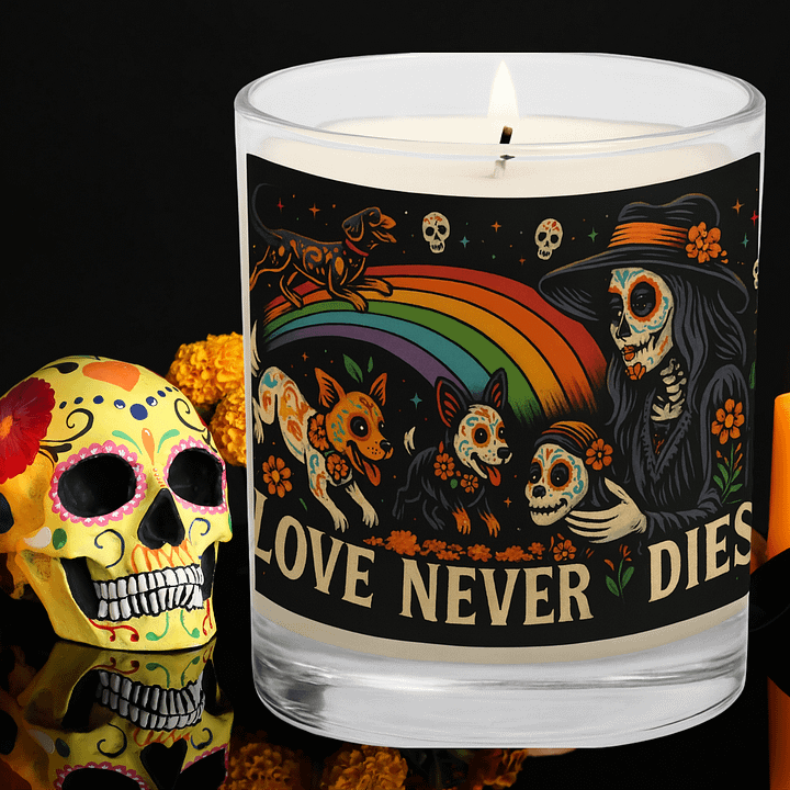 Day of the Dead Rainbow Bridge Candle – Love Never Dies Memorial Soy Wax Candle product image (2)