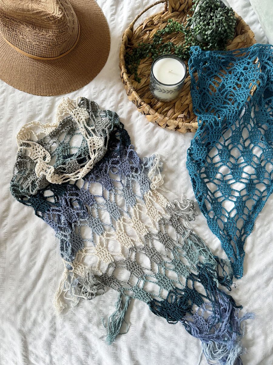 Sea Glass Bandana Crochet Cowl Scarf Pattern product image (4)