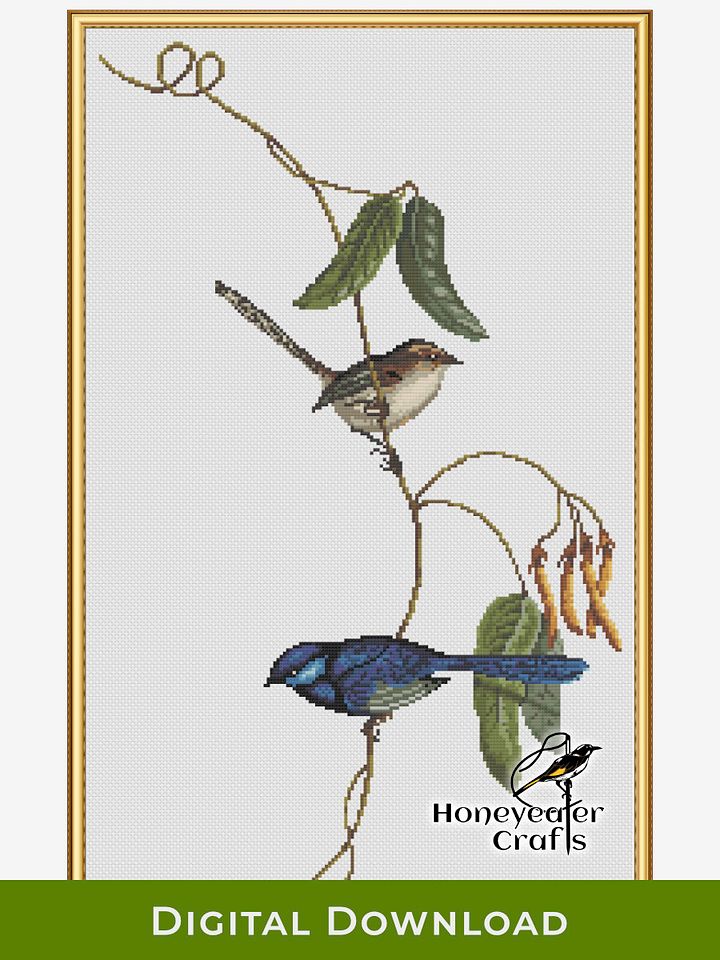 Banded Wrens: Bird Cross Stitch Pattern PDF product image (1)
