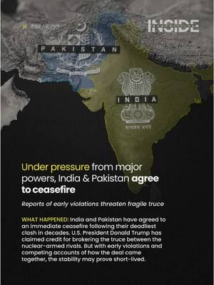 May 10, 2025 | India and Pakistan have agreed to an immediate ceasefire following their deadliest clash in decades. U.S. President Donald Trump has claimed credit for brokering the truce between the nuclear-armed rivals. But with early violations and competing accounts of how the deal came together, the stability may prove short-lived. #geopolitics #news #India #Pakistan #ceasefire #Trump