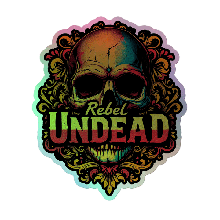 Rebel Undead Aztec Skull Holographic Sticker product image (2)