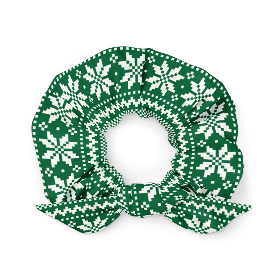 Winter Green Snowflake Scrunchie with Bow product image (1)
