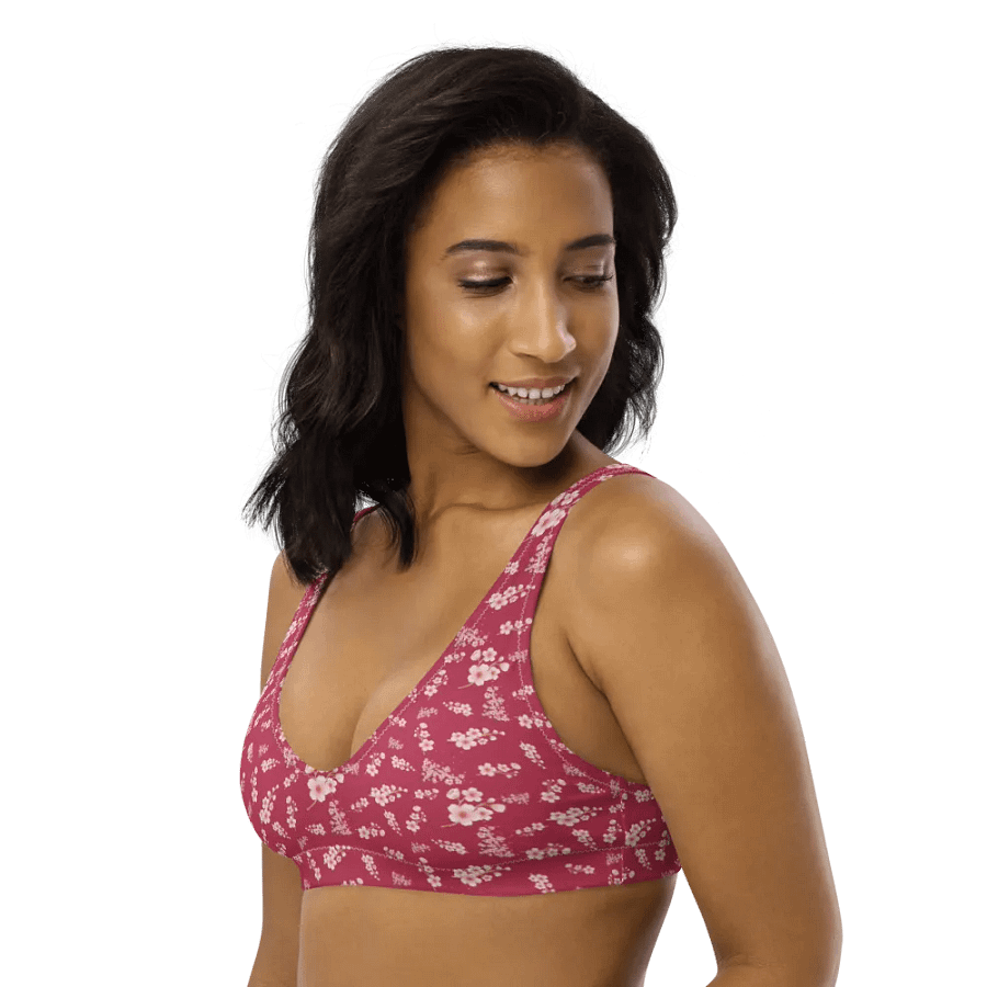 Cherry Blossoms on Magenta Eco-Green Padded Bikini Top product image (7)