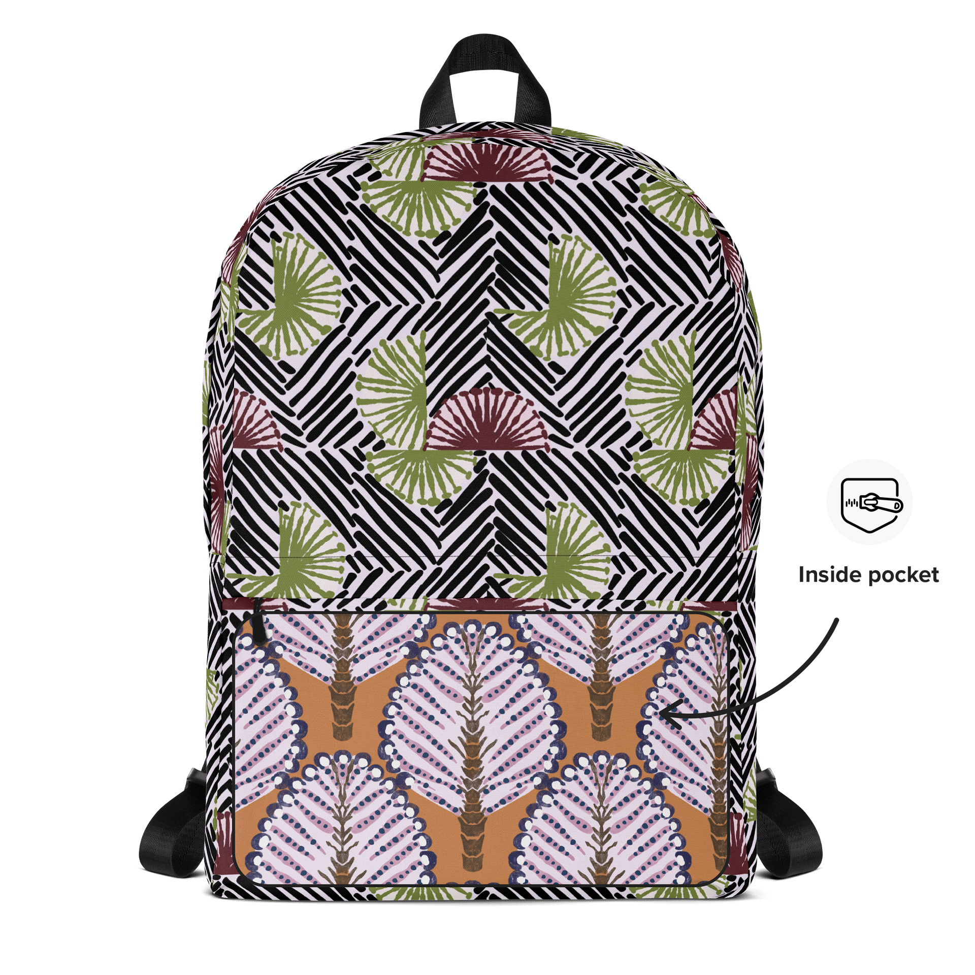 Afrococo Fan Stripes Geometric Laptop Backpack w/ Front Pocket product image (5)