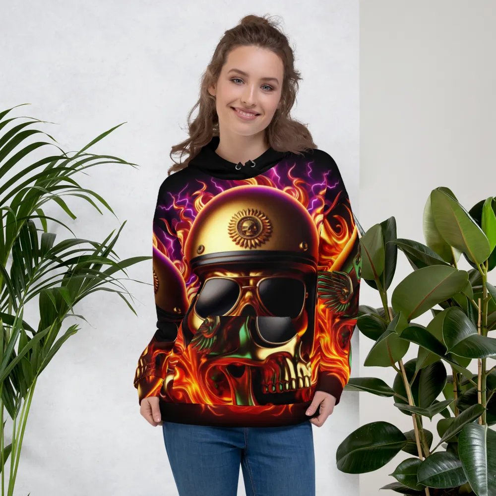 Golden Flame Skull - Unisex Skull Hoodie #55 product image (5)