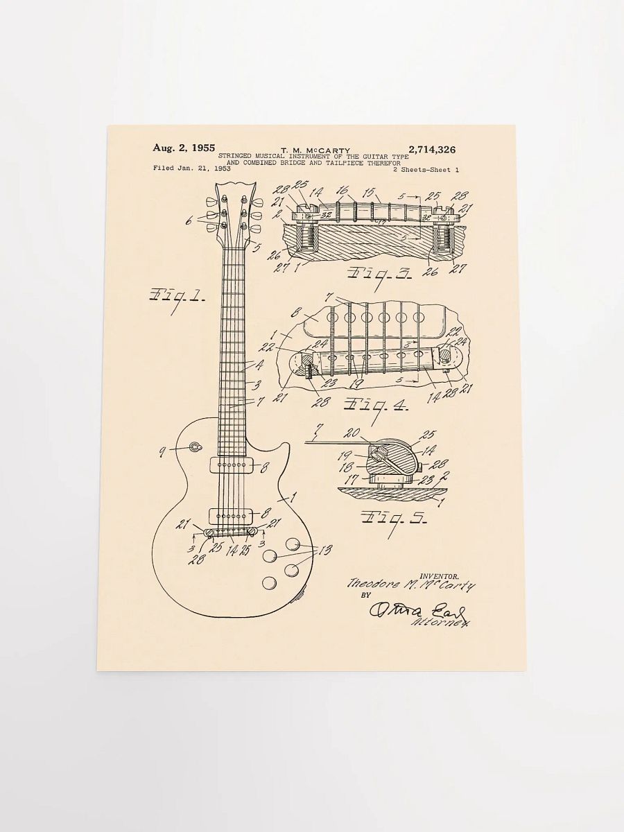 Vintage guitar patent print product image (4)