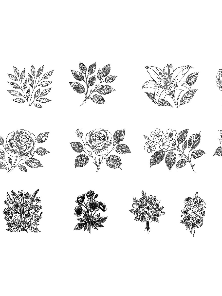 Botanical Line Art Bundle – Floral SVG Art Collection with Flowers, Leaves, Plants, and More product image (4)