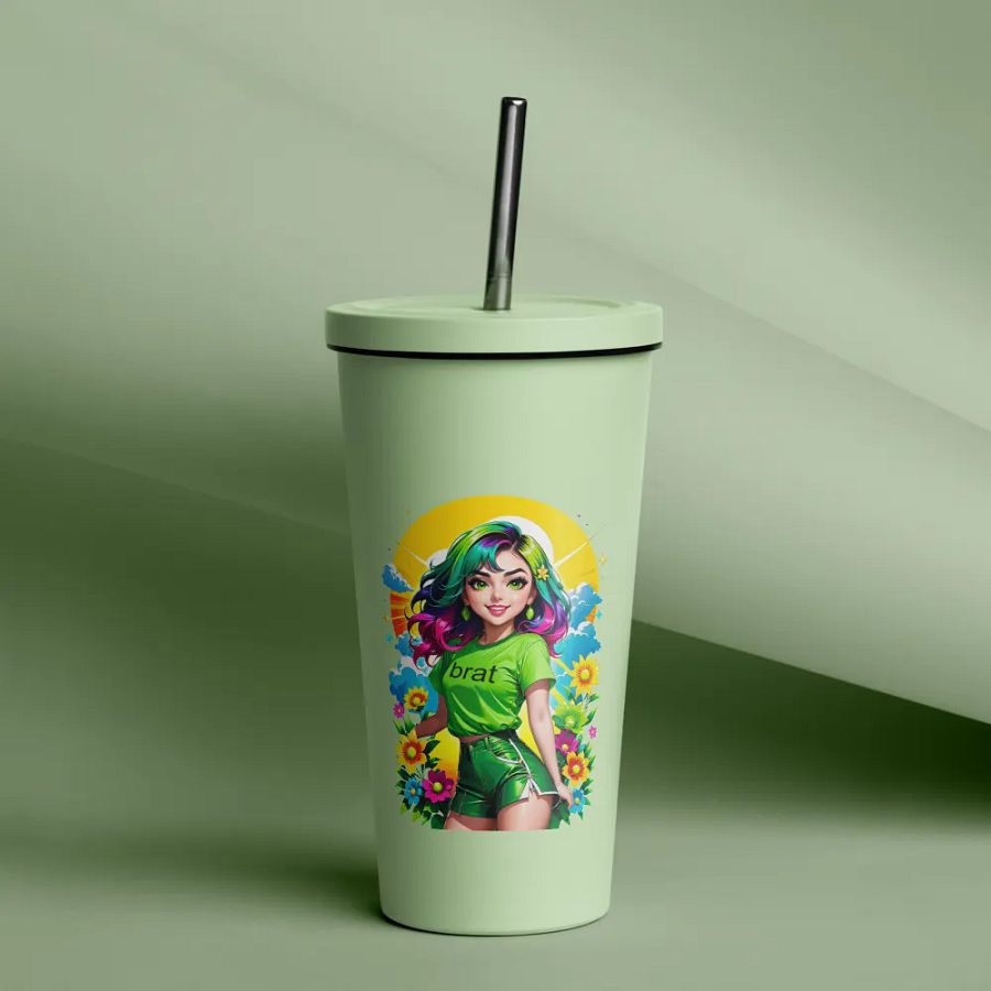 Brat 20 oz Tumbler Cup - Mint - Insulated Tumbler with a Straw v3 product image (12)
