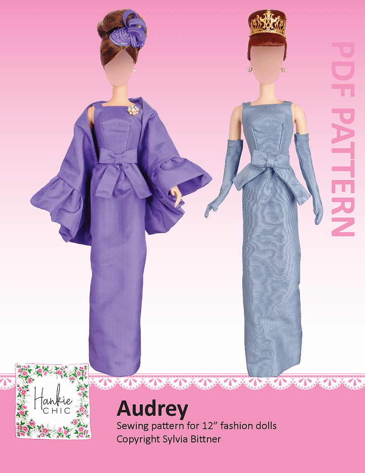 Audrey sewing pattern for 12" fashion dolls product image (1)