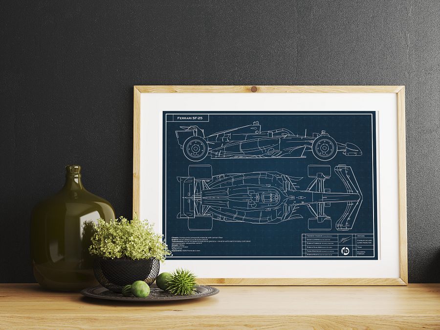 DIGITAL SF-25 technical blueprint drawing Scuderia Ferrari, Leclerc and Hamilton F1, Formula-1, F1 Posters, F1 Art, Formula 1 Wall Art, Gifts for Him, Motorsport product image (4)
