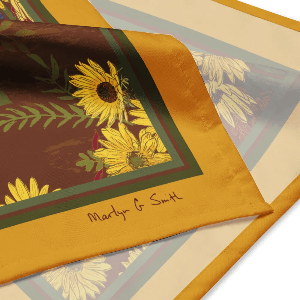 “Helianthus Sunflower Amongst the Greens” Bandana with Gold product image (2)
