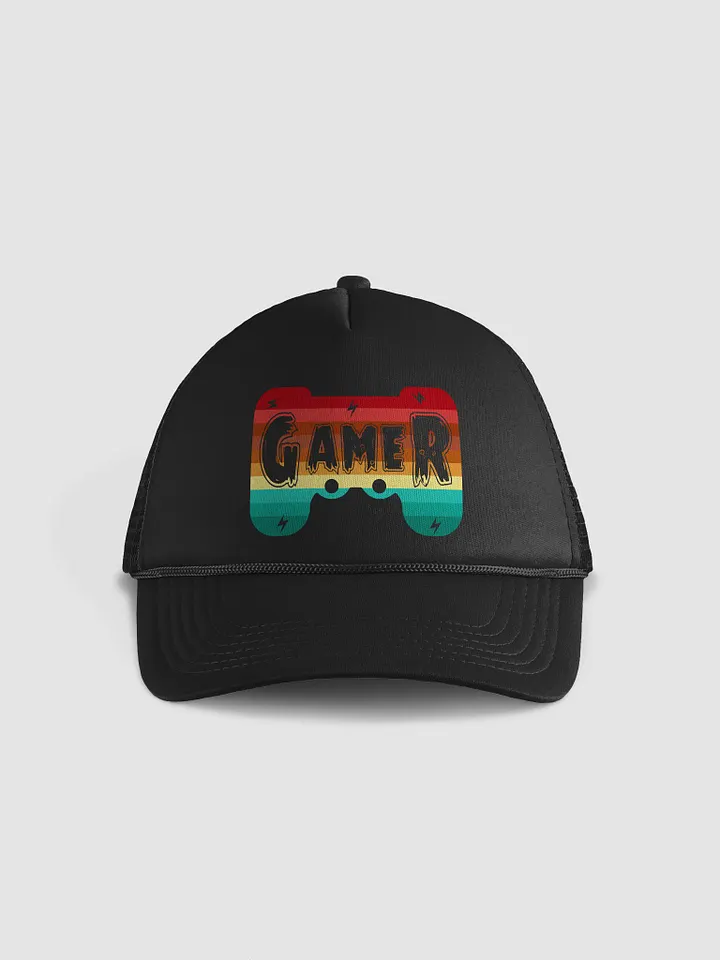 Retro Gamer Striped Foam Trucker Hat product image (1)