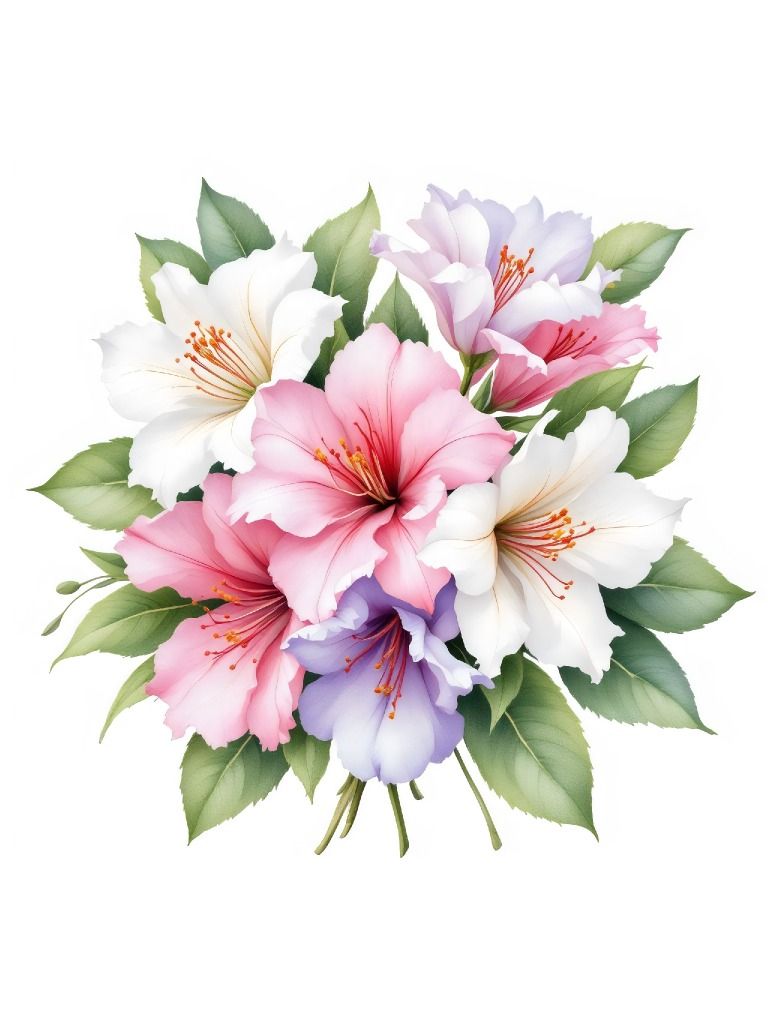 12 free Beautiful Pink Floral Bouquet - Elegant Blossom Art for Nature Lovers - Azalea watercolor clipart product image (7)