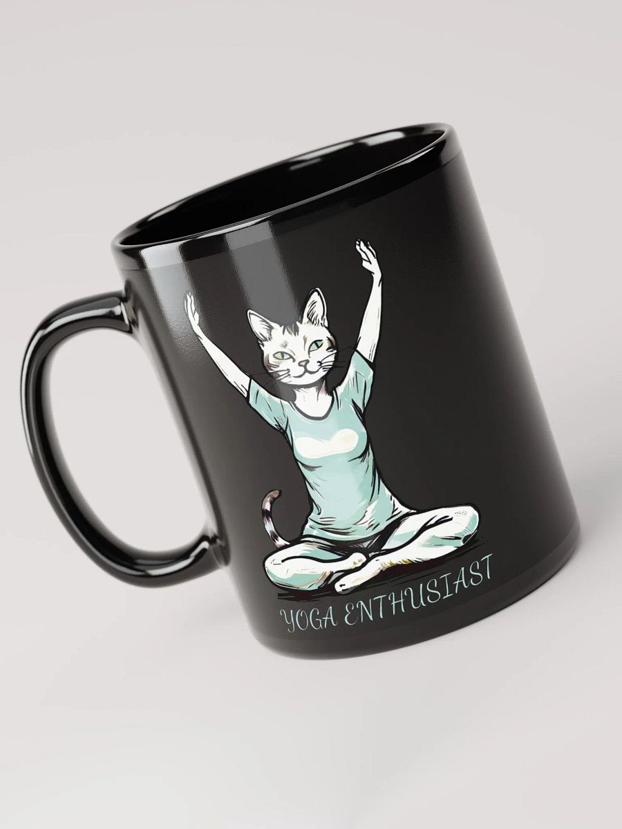 Funny Yoga Cat Black Glossy Mug for Yoga Enthusiasts - Cute Yoga Pose Cat Mug - Perfect Gift for Cat Lovers and Yoga Fans product image (3)