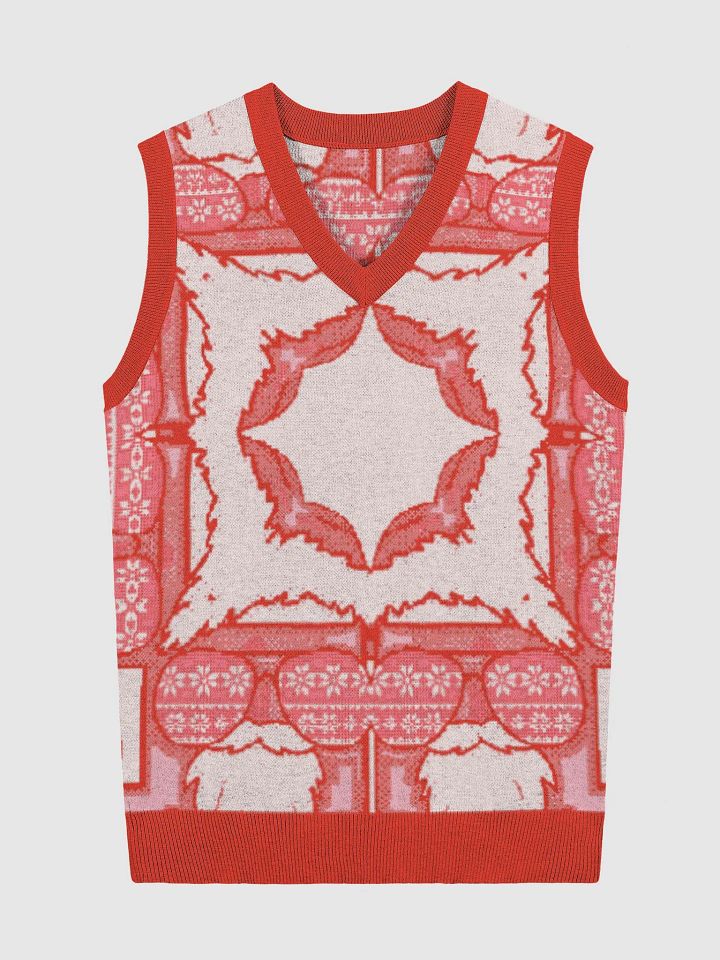 Retro Rouge Crimson V-Neck Vest Knitwear product image (2)