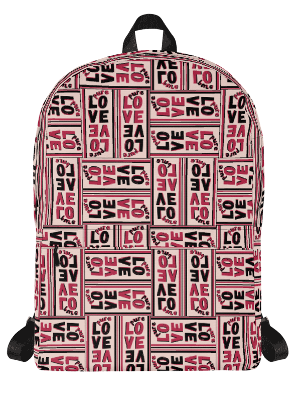 Pure LOVE dual Color Pattern on peach Background - All-Over Print Backpack product image (5)