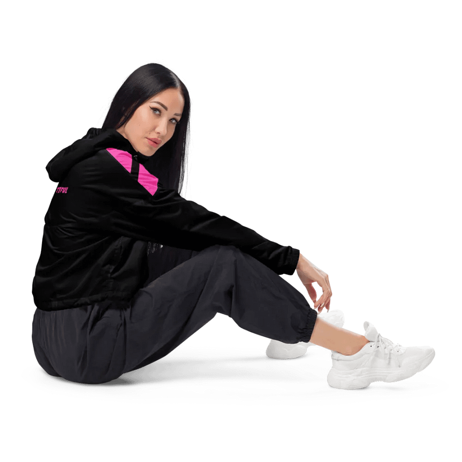 Pink Ghostly Glam Crop Hoodie Windbreaker product image (8)