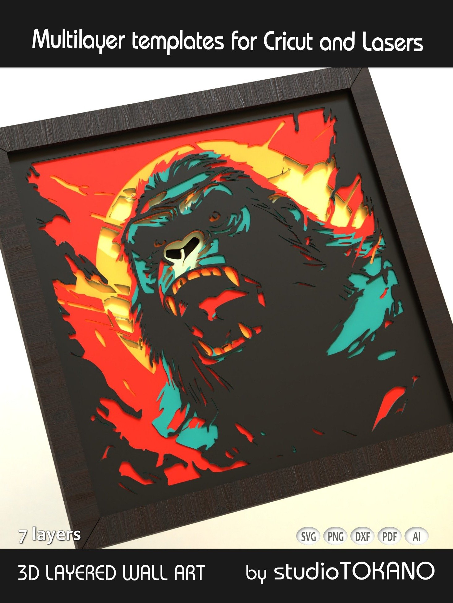 Gorilla Layered Cut File product image (4)